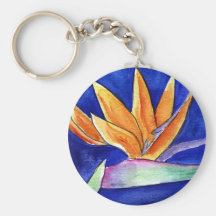 Bird of Paradise Flower Painting Art Keychain