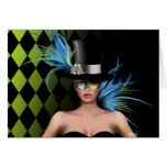 Bird of Paradise Harlequin Greeting Card (olive)