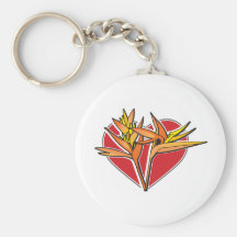Bird of Paradise Heart Keychains