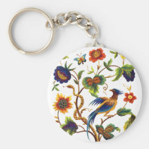Bird of Paradise Jacobean Embroidery Key Chain