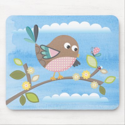 Bird on a Branch Mousepad by lailahills