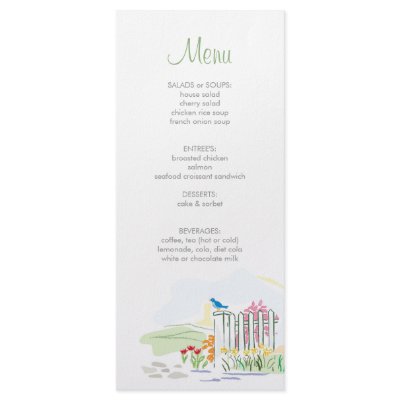 Bird on a Fence Shower Menu by OrangeOstrichDesigns