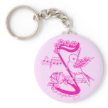 Bird On A Musical Note With Flowers Pink