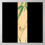 Bird on Bamboo tree by Seitei Watanabe 1851- 1918 Poster