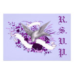 Bird on Bouquet (Purple) Announcements