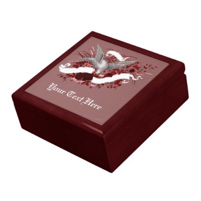 Bird on Bouquet (Red) Keepsake Boxes
