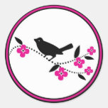 Bird on Cherry Blossom Branch Stickers