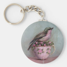 Bird on Teacup Key Chain