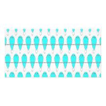 Bird Pattern. Blue and White Parakeet. Custom Photo Card
