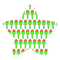 Bird Pattern. Parakeets. Star Sticker