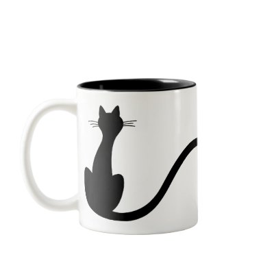 Bird roosting on cat's tail mug by Machandguito