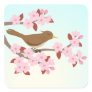 Bird sitting in a cherry blossom tree sticker set