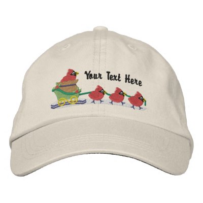 Bird Sleigh Embroidered Baseball Cap by Embroidery4U