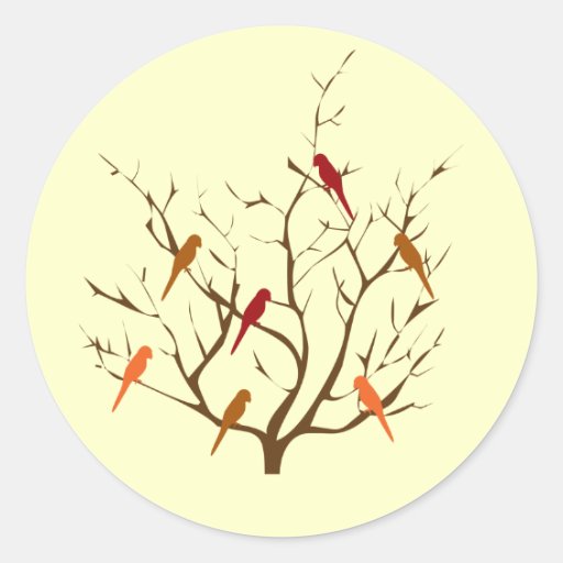 Bird Tree Round Sticker