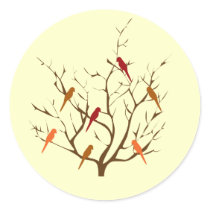 Bird Tree Round Sticker