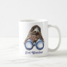 Bird Watcher Watching You Animal Humour watercolor Coffee Mugs
