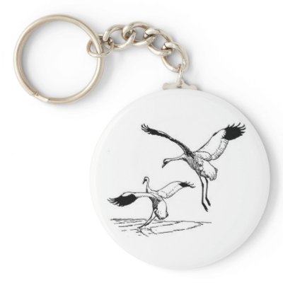 Bird / Whooping Crane Keychain by moxieann