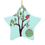 Bird with Mistletoe and Berries Ornament