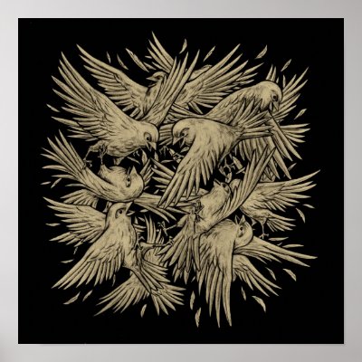 Birdfight Print by kcarterart