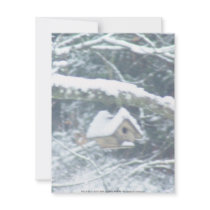 birdhouse in the snow personalized invite