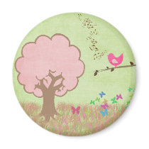 Birdie in a Tree Fridge Magnets