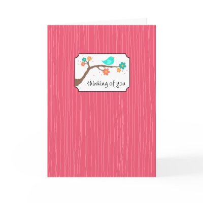 Birdie on Branch - Thinking of You Greeting Card by everylittlethinghelp