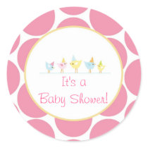 birdies  baby shower sticker cute fun polk a dots