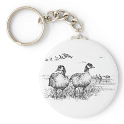 Birds / Aleutian Canada Geese Key Chain by moxieann