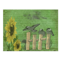 Birds and Sunflowers Post Card