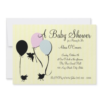 Birds Balloons and Baby Personalised Invite by sheezl80