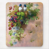Birds Bees and Berries by DeLongpre  Mousepad