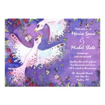 Birds & Bees Wedding Invitation Invite Flowers