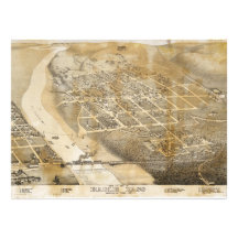 Bird's Eye View Map of Eagle Pass Texas in 1887 Personalised Invitations