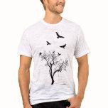 Birds Fly From The Tree vintage style mens tshirt