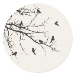 Birds in Black and White Round Sticker