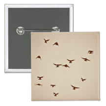 Birds In Flight vintage sepia Pinback Button