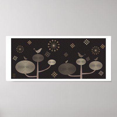 "Birds In Love" Black Print by Yoshika