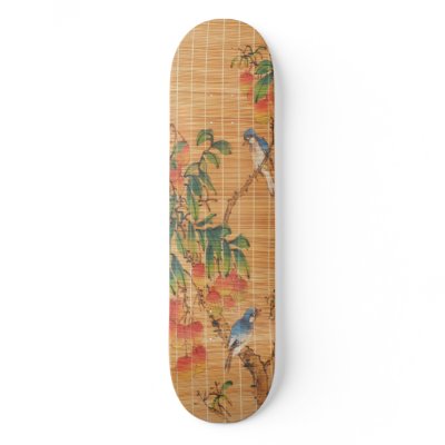 BIRDS IN TREE BAMBOO SCREEN SKATEBOARD by BUSHWICK
