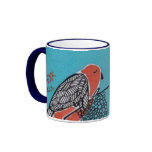 birds knitting mug