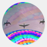Birds n Moon Round Sticker