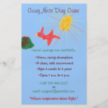 Bird's nest themed child care flyer