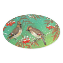 Birds of Winter Oval Sticker