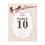 Birds on a Flowering Sakura Table Number Cards Postcards