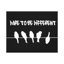 Birds on a wire – dare to be different (black) stretched canvas prints