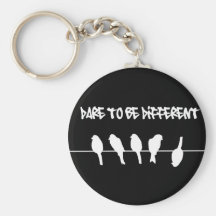Birds on a wire – dare to be different (black) keychain