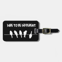 Birds on a wire – dare to be different (black) luggage tag