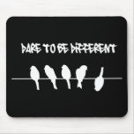 Birds on a wire – dare to be different (black) mousepad