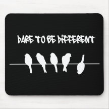 Birds on a wire – dare to be different (black) mousepad