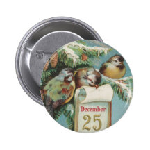 Birds on Decemeber 25th Pinback Buttons