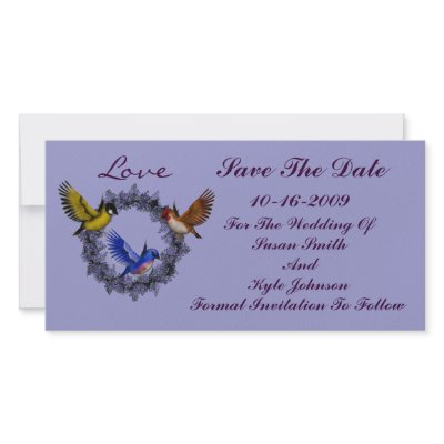 Birds On Wreath Card Wedding Save The Date by SmilinEyesTreasures